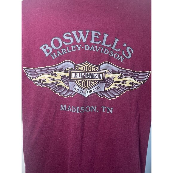 Harley Davidson Men’s T-shirt Vintage Burgundy Biker Shirt Boswell TN Size XL - Picture 5 of 9